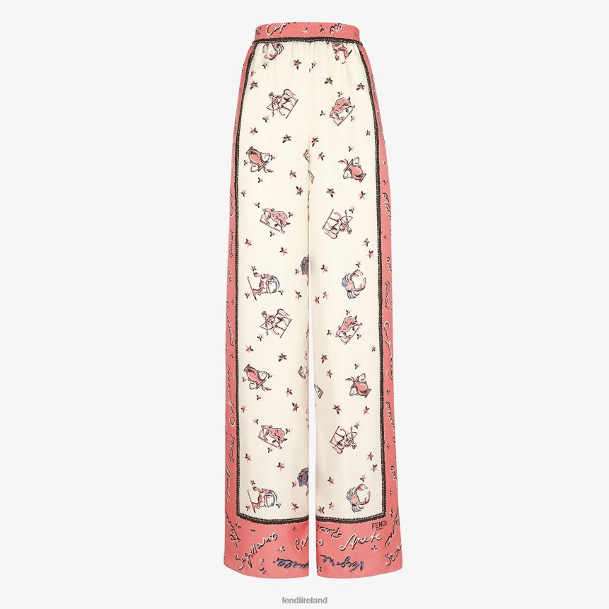 Fendi Women Silk Trousers R06TFR1038 Apparel Pink