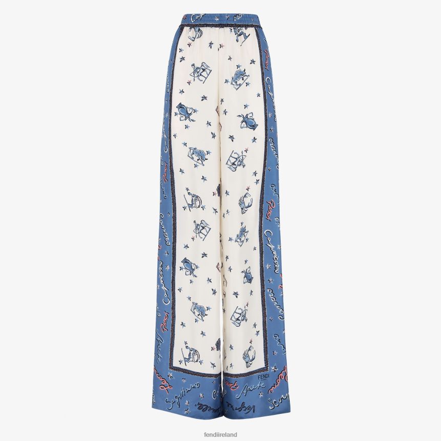 Fendi Women Silk Trousers R06TFR1251 Apparel Blue