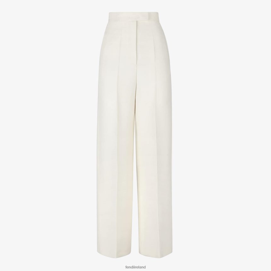 Fendi Women Wool And Silk Pants R06TFR963 Apparel White