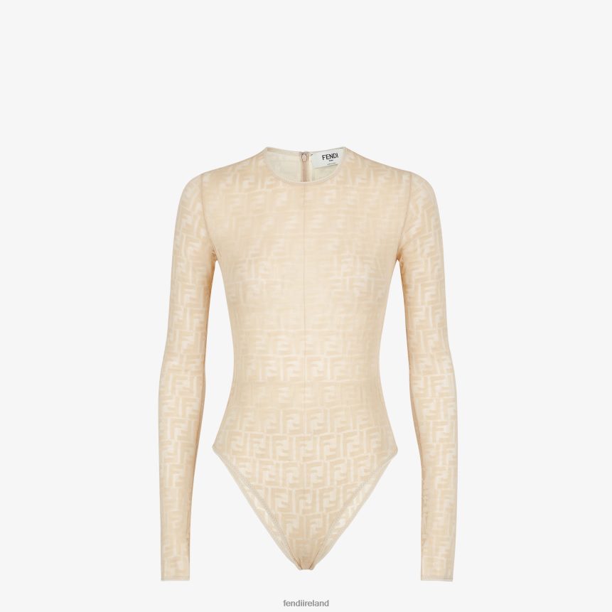 Fendi Women Lace Bodysuit R06TFR968 Apparel Beige