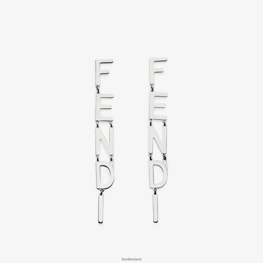 Fendi Women Signature Earrings R06TFR1625 Jewelry Silver