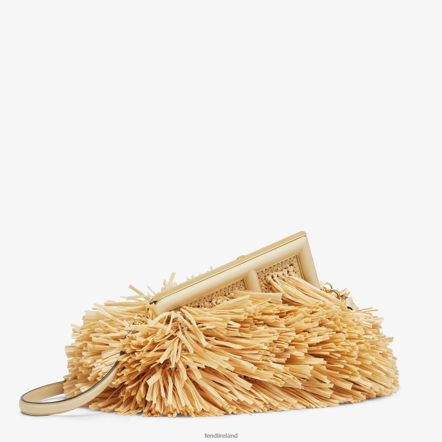 Fendi Women Bag With Natural RaFFia Fringes R06TFR671 Accessories Beige