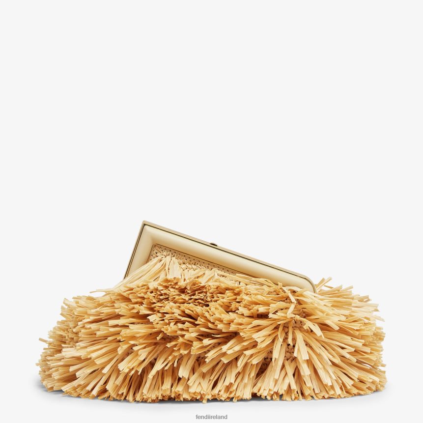 Fendi Women Bag With Natural RaFFia Fringes R06TFR671 Accessories Beige