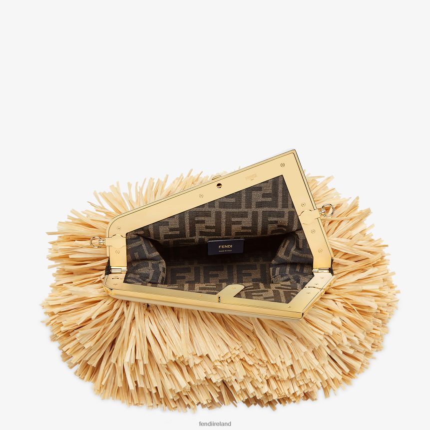 Fendi Women Bag With Natural RaFFia Fringes R06TFR671 Accessories Beige