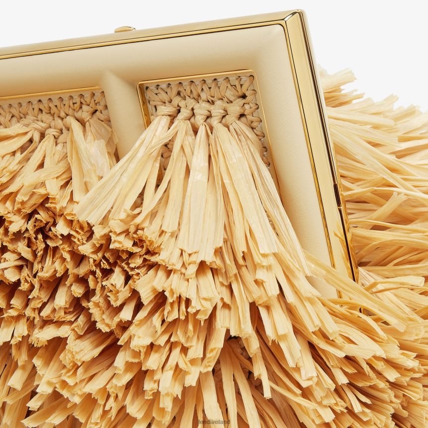 Fendi Women Bag With Natural RaFFia Fringes R06TFR671 Accessories Beige