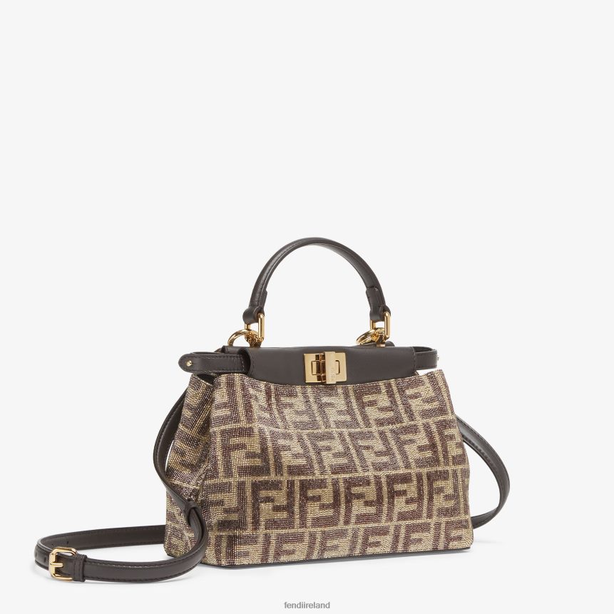 Fendi Women Beaded Bag With Two-Tone FF Motif R06TFR608 Accessories Brown