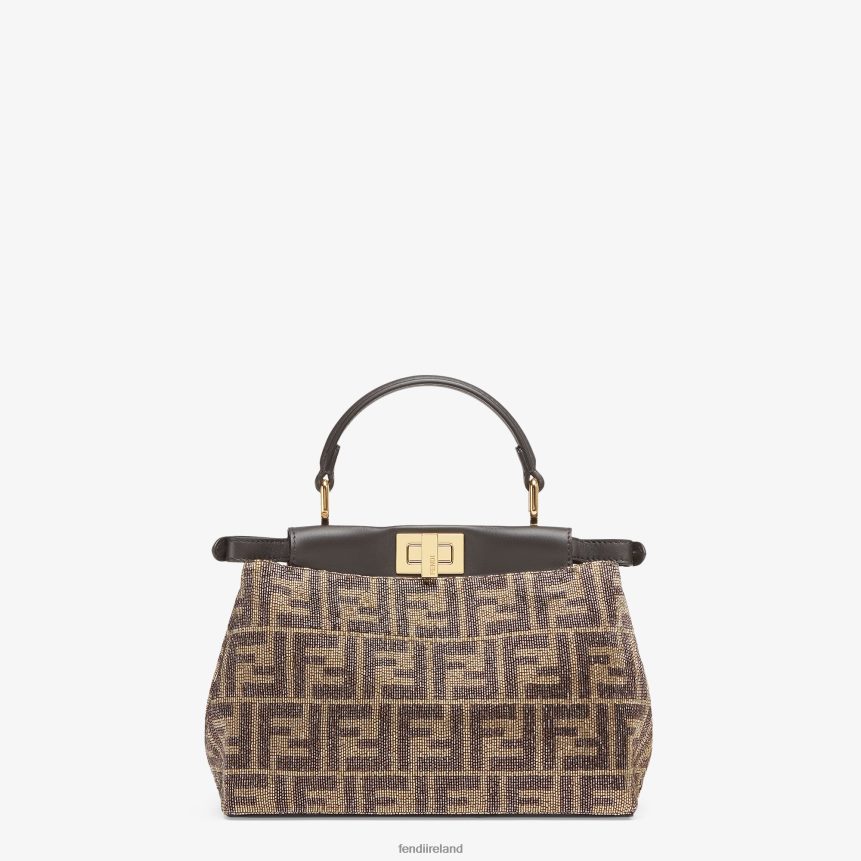 Fendi Women Beaded Bag With Two-Tone FF Motif R06TFR608 Accessories Brown