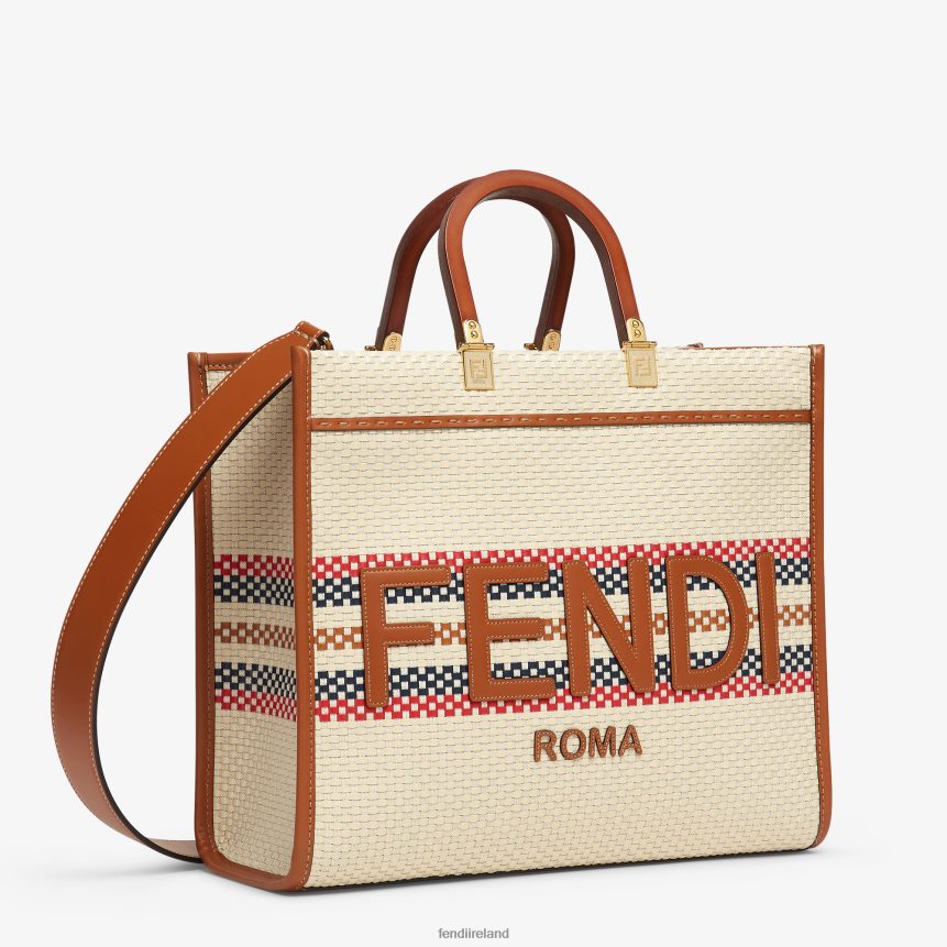 Fendi Women Braided-Effect And Multistripe Fabric Shopper Bag R06TFR621 Accessories Multicolor