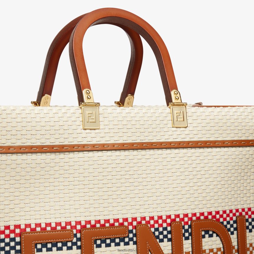 Fendi Women Braided-Effect And Multistripe Fabric Shopper Bag R06TFR621 Accessories Multicolor