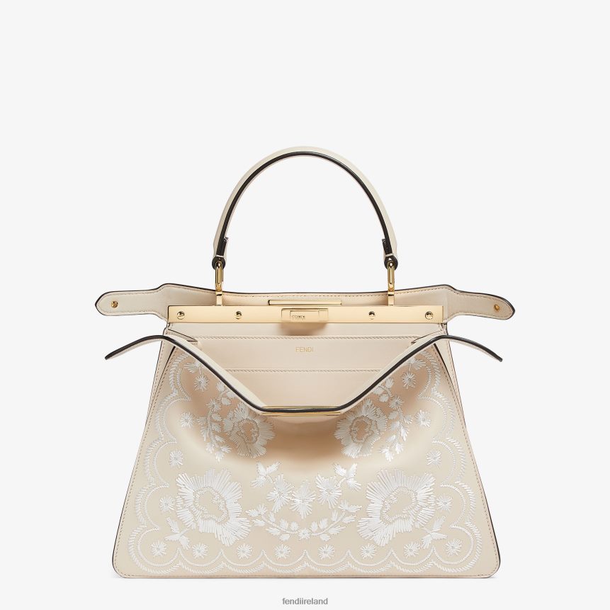 Fendi Women Camellia Leather Bag With Floral Embroidery R06TFR605 Accessories Pink