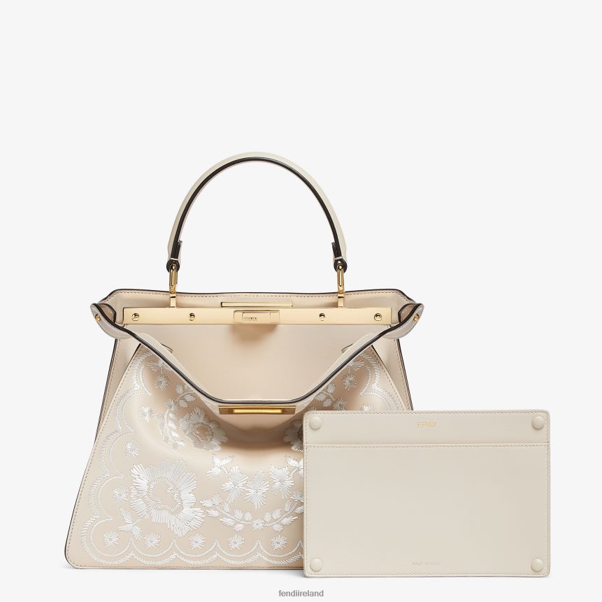 Fendi Women Camellia Leather Bag With Floral Embroidery R06TFR605 Accessories Pink