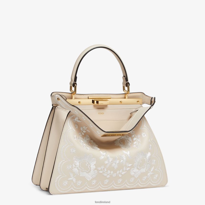 Fendi Women Camellia Leather Bag With Floral Embroidery R06TFR605 Accessories Pink