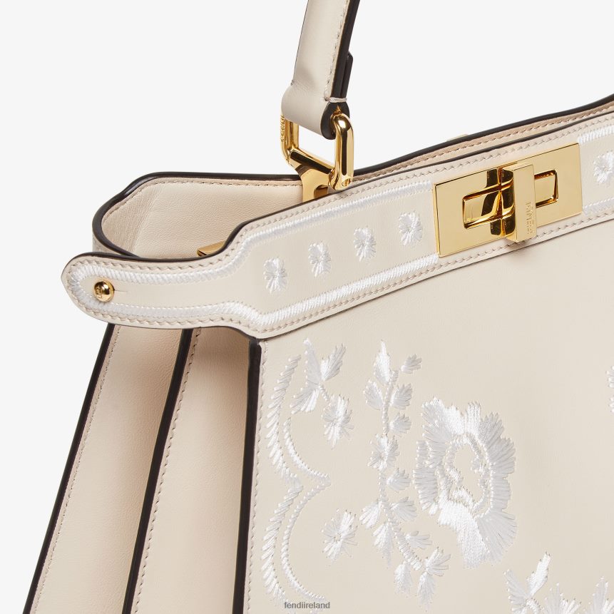 Fendi Women Camellia Leather Bag With Floral Embroidery R06TFR605 Accessories Pink