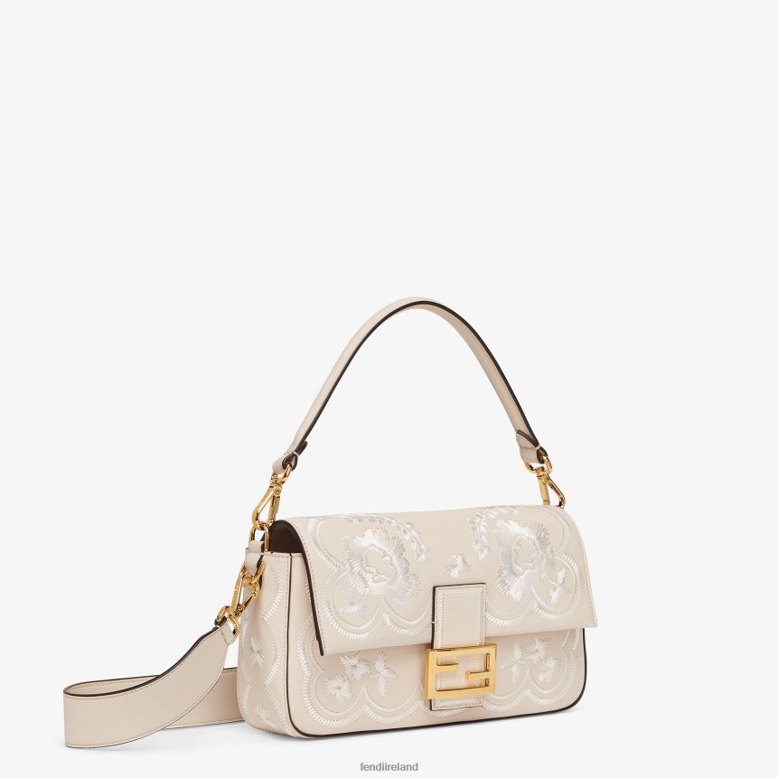 Fendi Women Camellia Leather Bag With Floral Embroidery R06TFR653 Accessories Pink