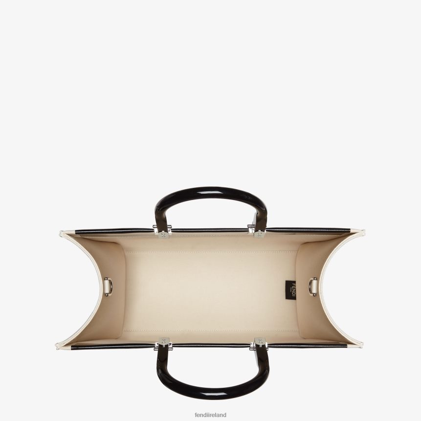 Fendi Women Canvas And Patent Leather Shopper Bag R06TFR740 Accessories Black