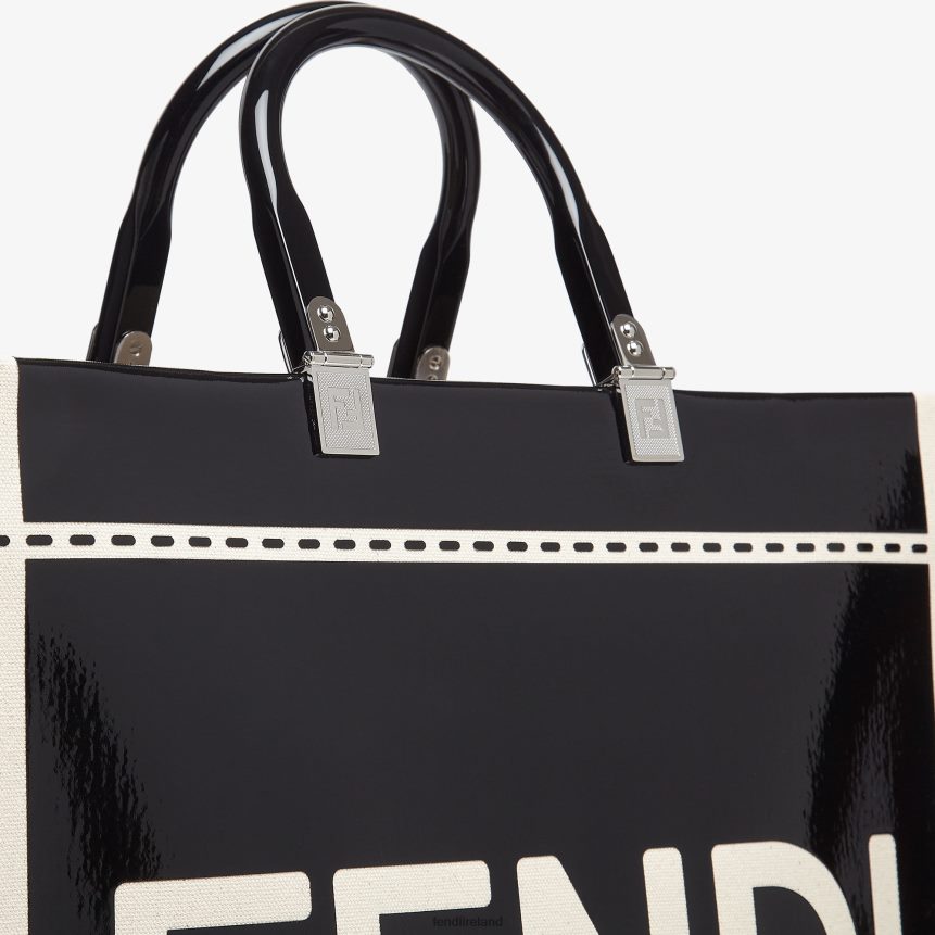 Fendi Women Canvas And Patent Leather Shopper Bag R06TFR740 Accessories Black