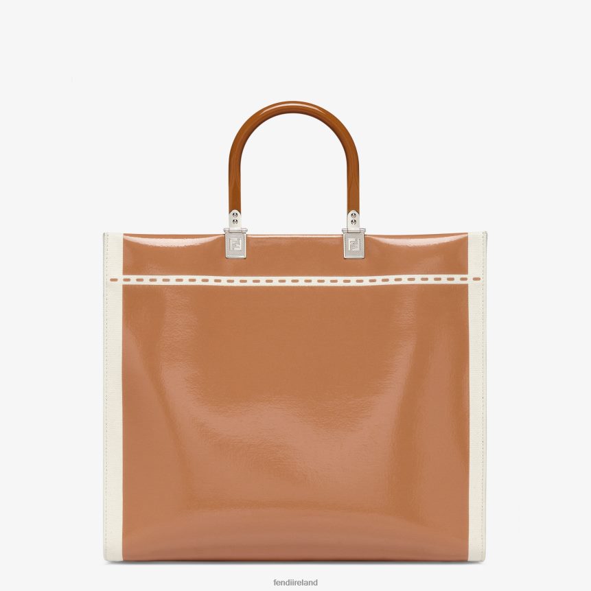 Fendi Women Canvas And Patent Leather Shopper Bag R06TFR742 Accessories Brown