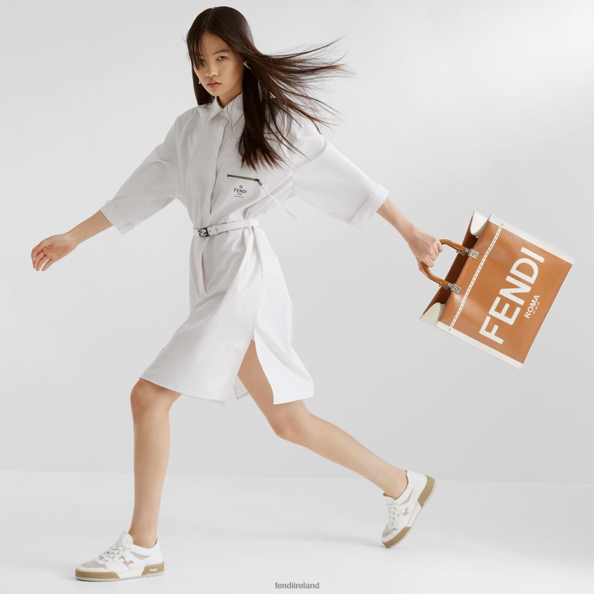 Fendi Women Canvas And Patent Leather Shopper Bag R06TFR742 Accessories Brown