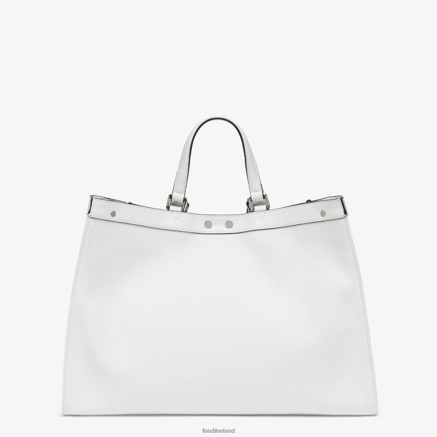 Fendi Women Canvas Shopper With FF Embroidery R06TFR688 Accessories White