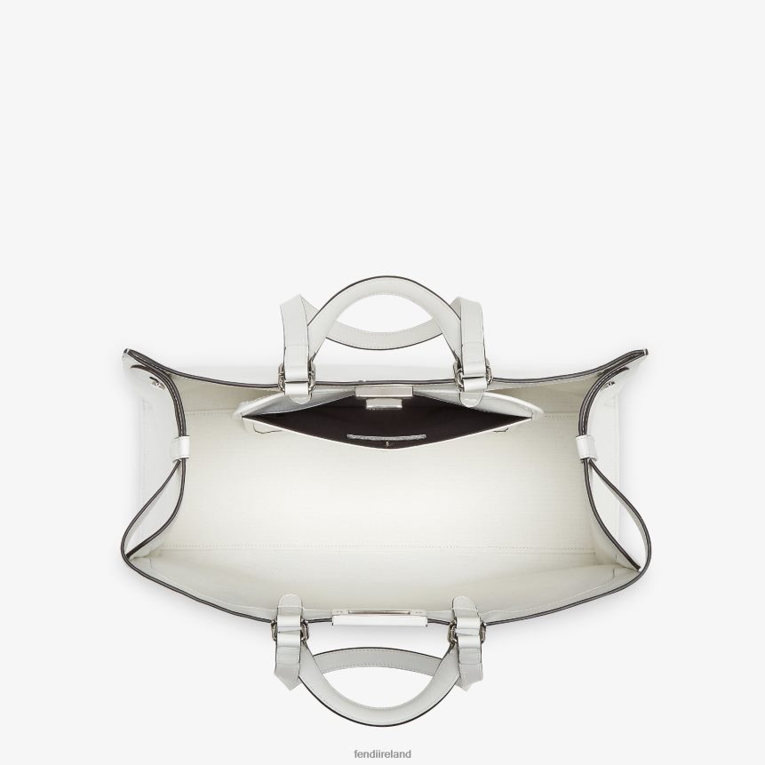 Fendi Women Canvas Shopper With FF Embroidery R06TFR688 Accessories White