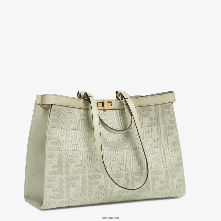 Fendi Women Canvas Shopper With FF Embroidery R06TFR720 Accessories Green