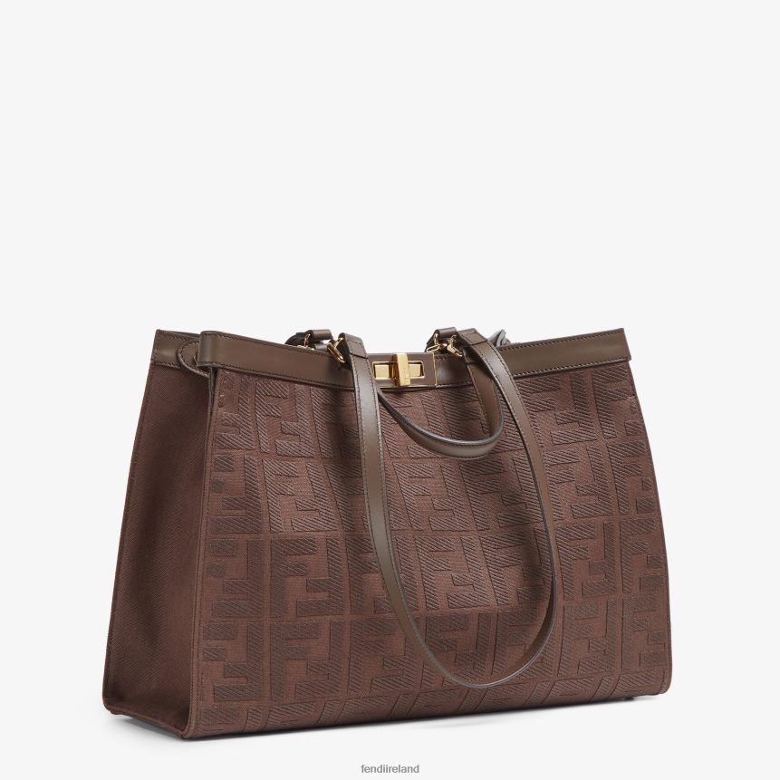 Fendi Women Canvas Shopper With FF Embroidery R06TFR754 Accessories Brown