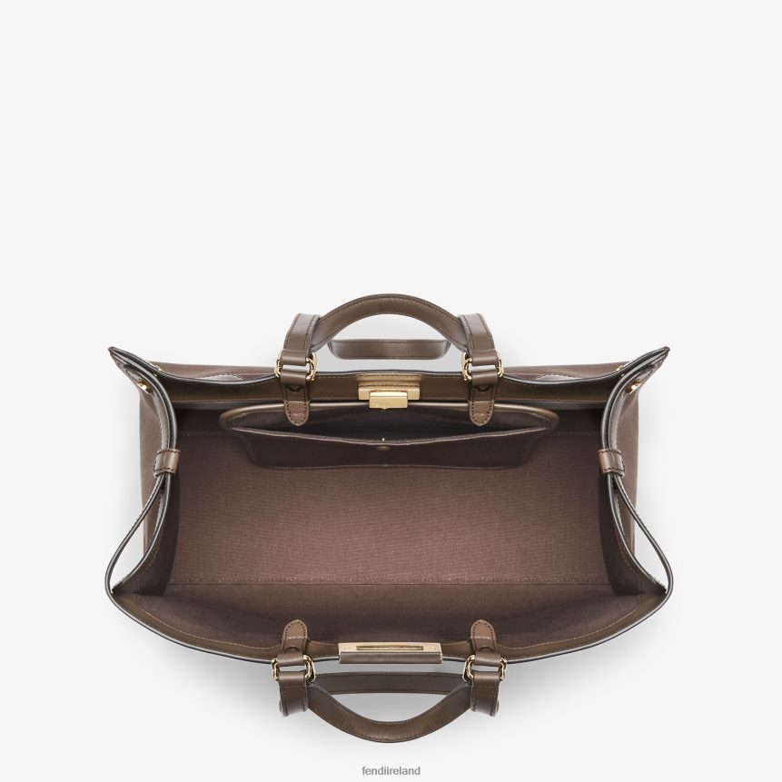 Fendi Women Canvas Shopper With FF Embroidery R06TFR754 Accessories Brown