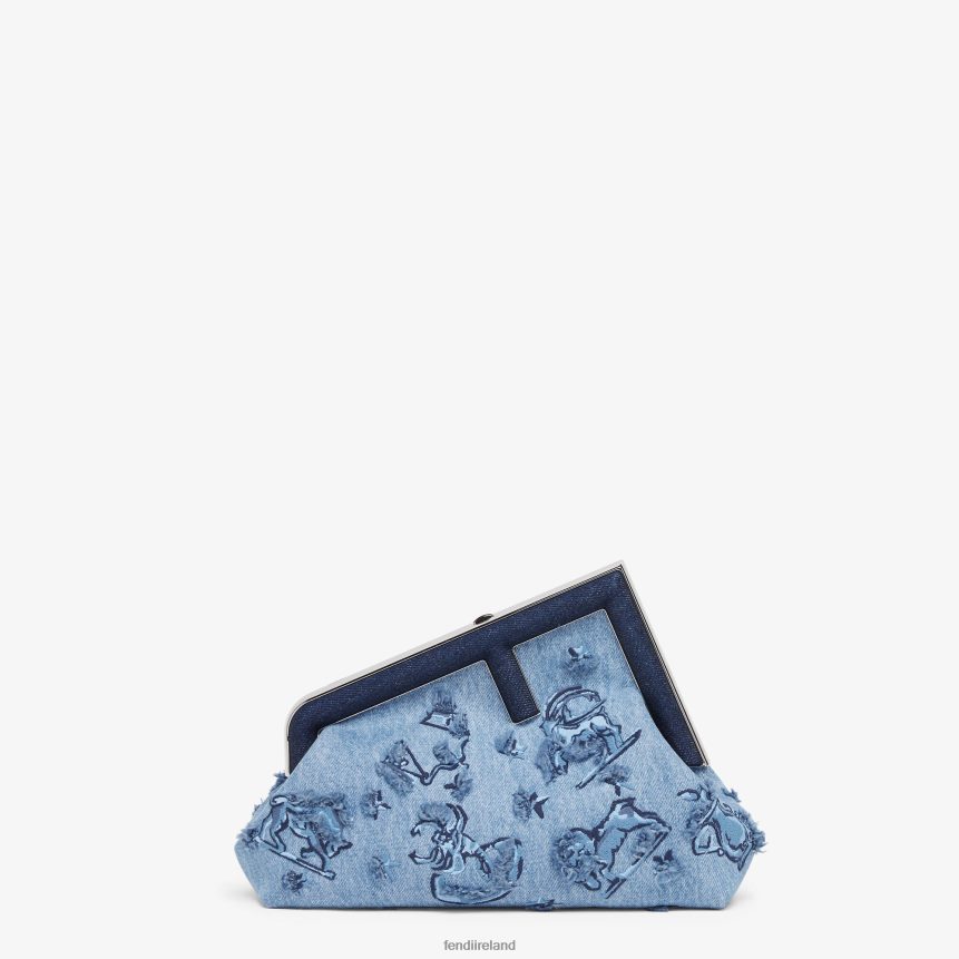 Fendi Women Denim Bag With Astrology Embroidery R06TFR634 Accessories Light blue