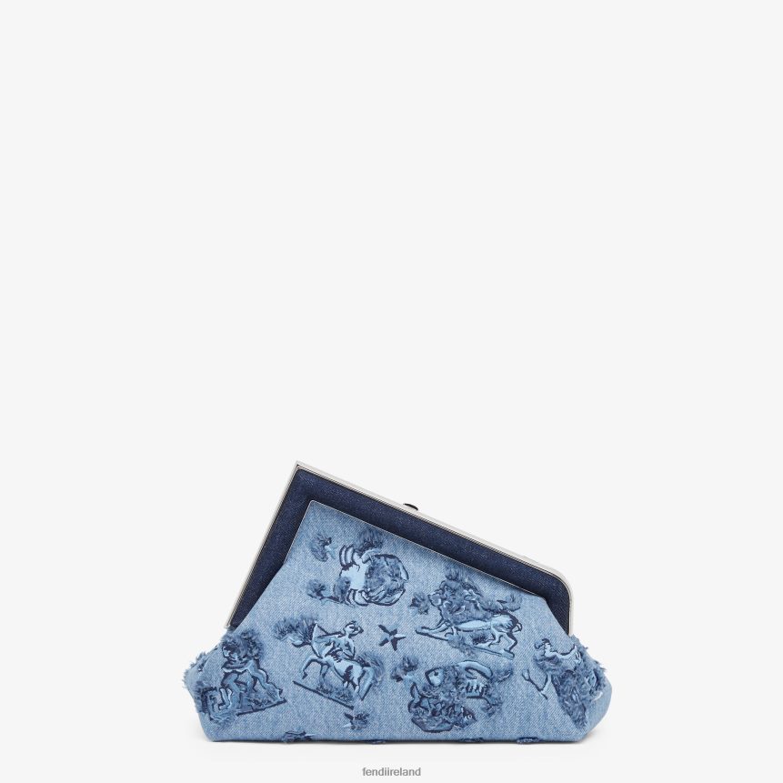 Fendi Women Denim Bag With Astrology Embroidery R06TFR634 Accessories Light blue