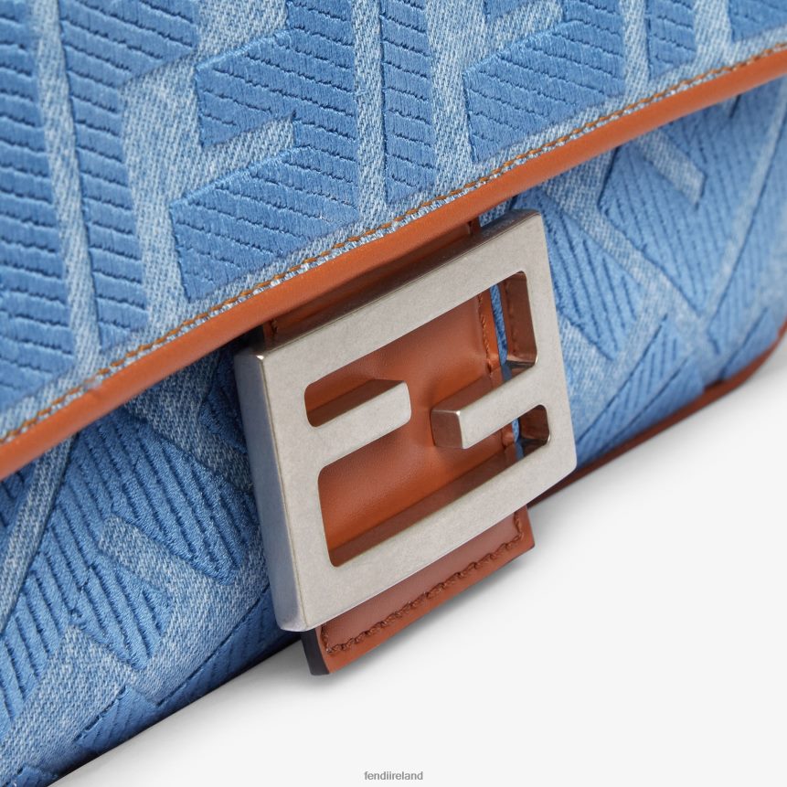 Fendi Women Denim Bag With FF Embroidery R06TFR626 Accessories Light blue