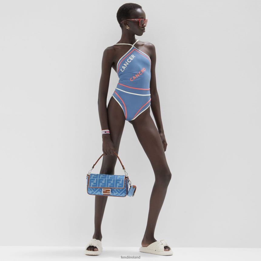 Fendi Women Denim Bag With FF Embroidery R06TFR626 Accessories Light blue