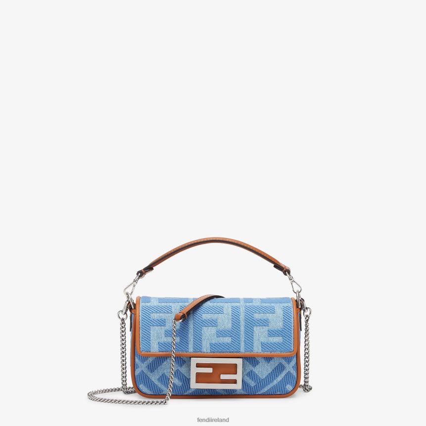 Fendi Women Denim Bag With FF Embroidery R06TFR627 Accessories Light blue