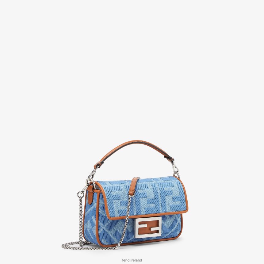 Fendi Women Denim Bag With FF Embroidery R06TFR627 Accessories Light blue