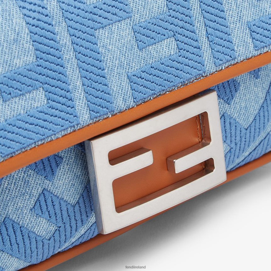 Fendi Women Denim Bag With FF Embroidery R06TFR627 Accessories Light blue