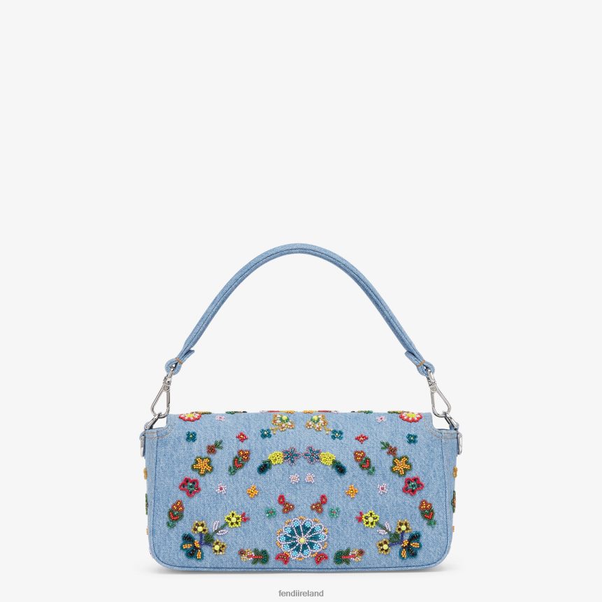 Fendi Women Denim Re-Edition Bag With Flower Embroidery R06TFR635 Accessories Light blue
