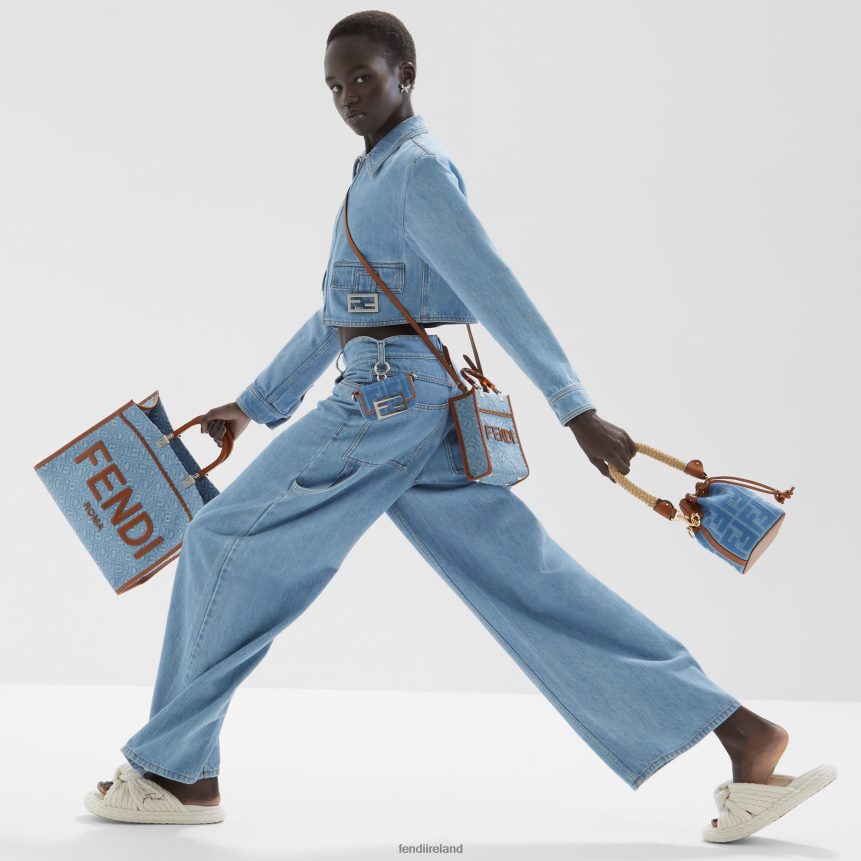 Fendi Women Denim Shopper Bag R06TFR624 Accessories Light blue