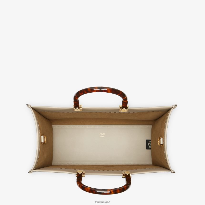 Fendi Women Dove Leather Shopper R06TFR828 Accessories Beige