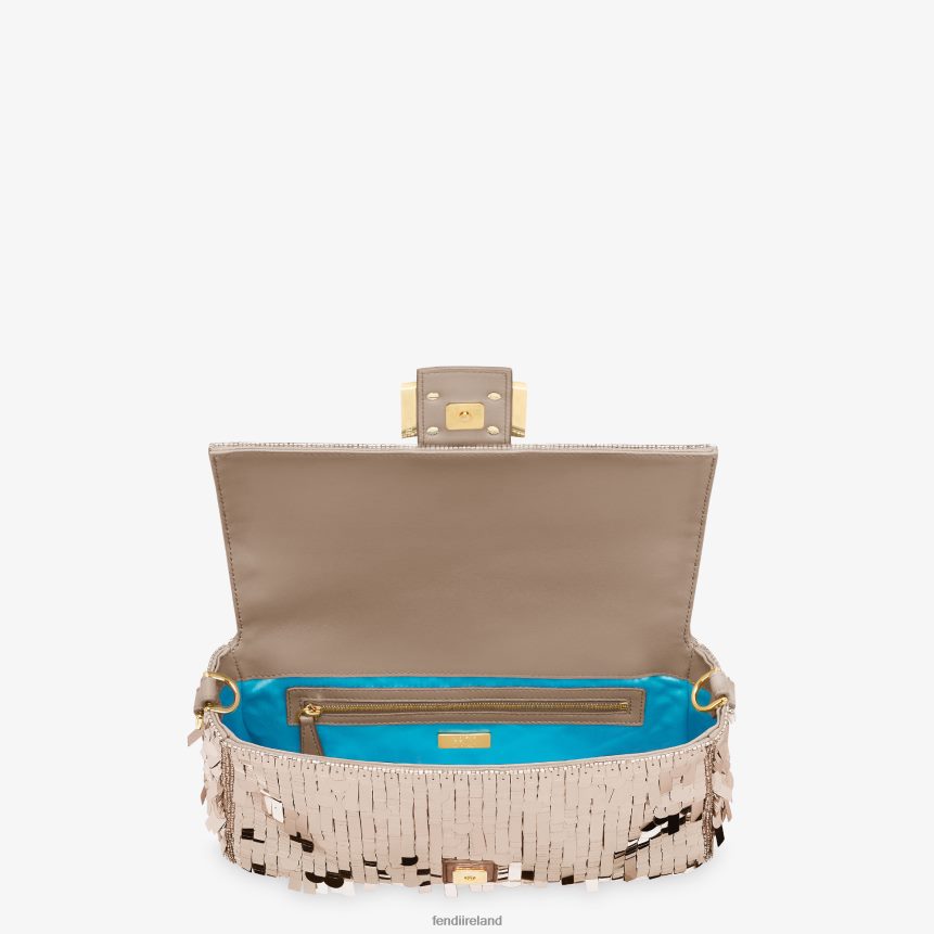 Fendi Women Dove Sequin And Leather Bag R06TFR534 Accessories Gray