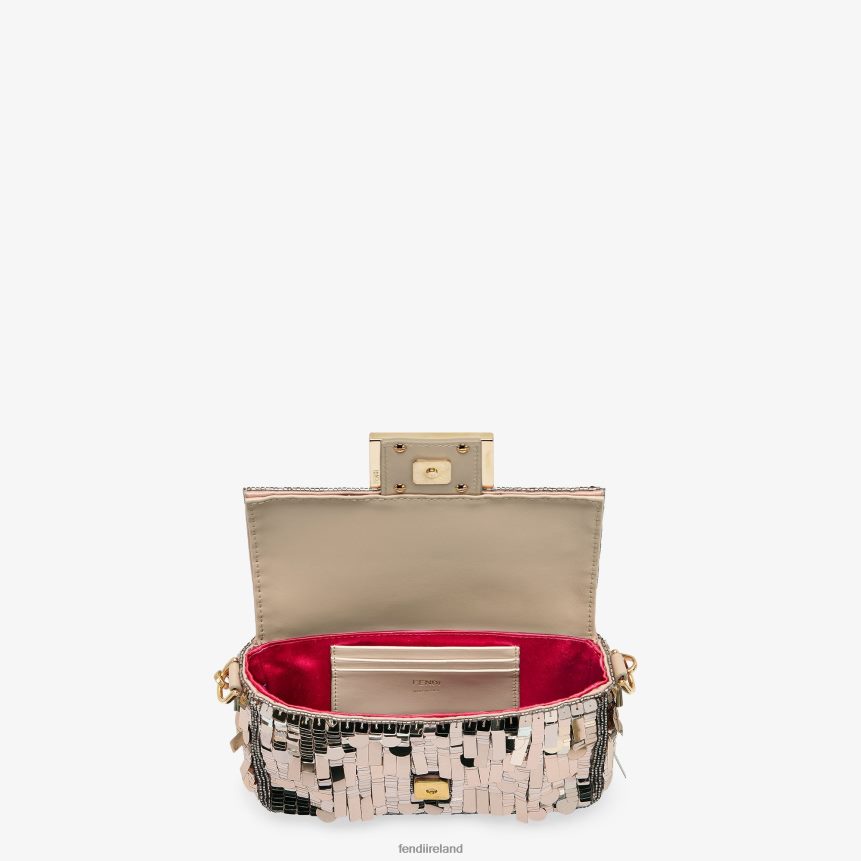 Fendi Women Dove Sequin And Leather Bag R06TFR590 Accessories Gray