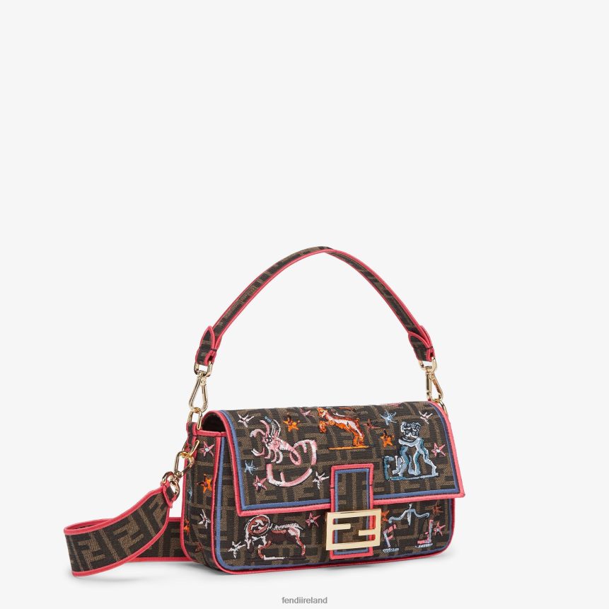 Fendi Women FF Fabric Bag With Astrology Embroidery R06TFR631 Accessories Brown