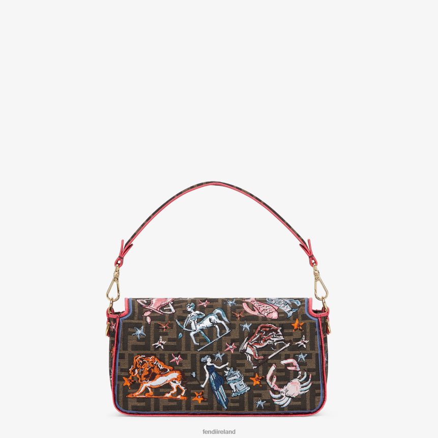 Fendi Women FF Fabric Bag With Astrology Embroidery R06TFR631 Accessories Brown