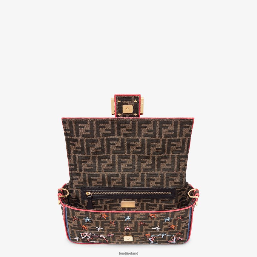 Fendi Women FF Fabric Bag With Astrology Embroidery R06TFR631 Accessories Brown