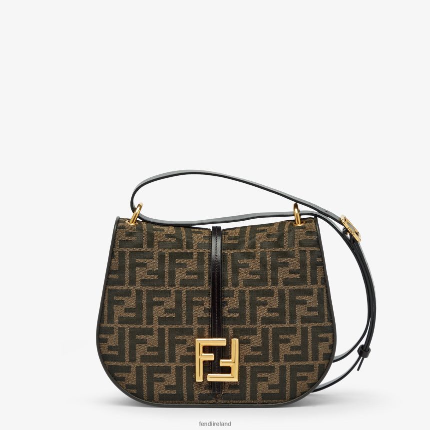 Fendi Women FF Jacquard Fabric And Leather Bag R06TFR515 Accessories Brown