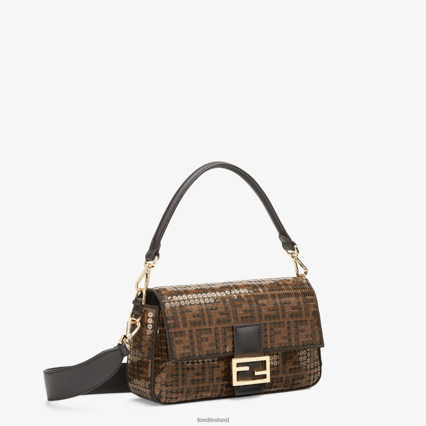 Fendi Women FF Jacquard Fabric Bag With Sequins R06TFR544 Accessories Brown