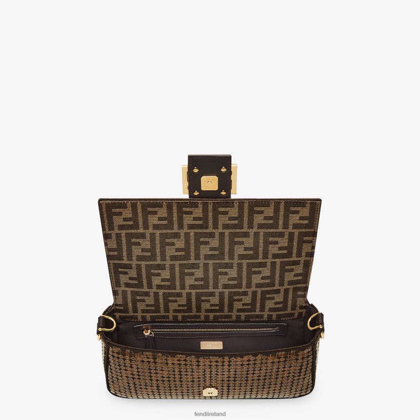 Fendi Women FF Jacquard Fabric Bag With Sequins R06TFR544 Accessories Brown