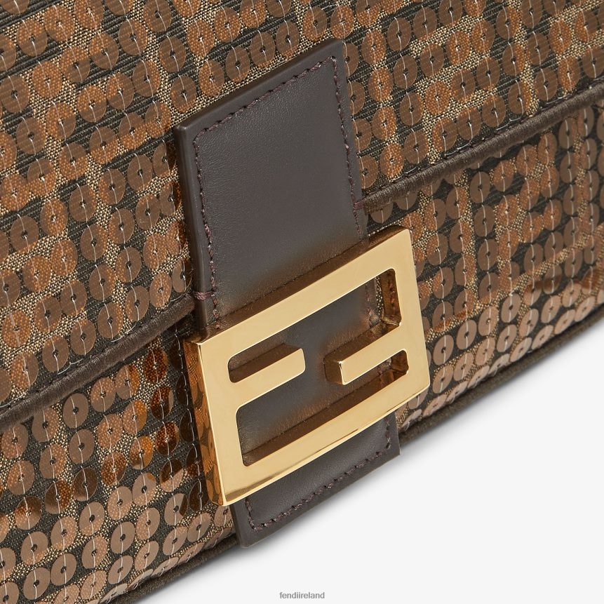 Fendi Women FF Jacquard Fabric Bag With Sequins R06TFR544 Accessories Brown