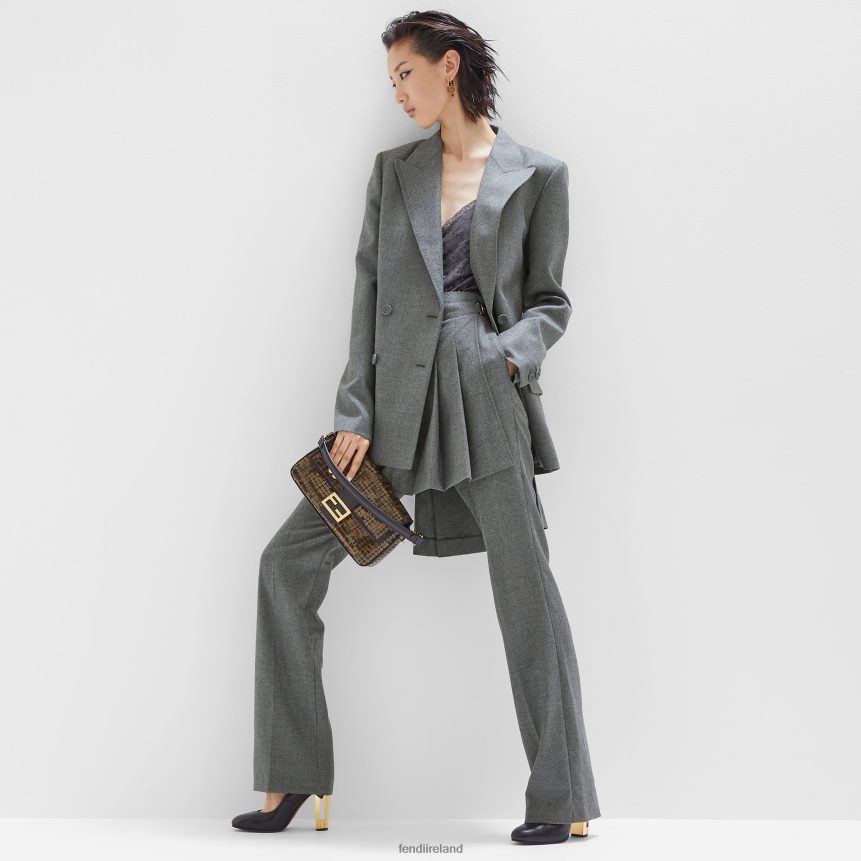 Fendi Women FF Jacquard Fabric Bag With Sequins R06TFR544 Accessories Brown