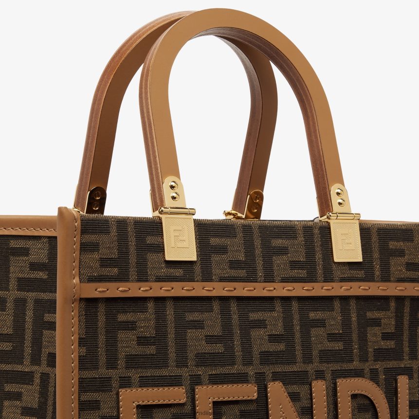 Fendi Women FF Jacquard Fabric Shopper R06TFR531 Accessories Brown