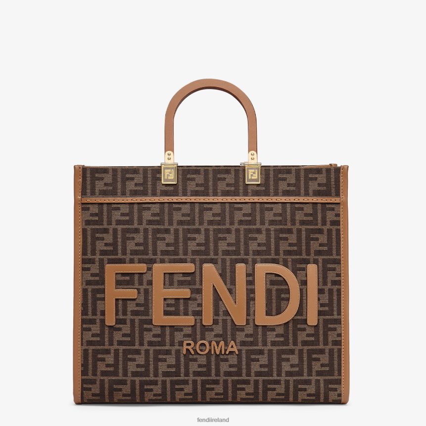 Fendi Women FF Jacquard Fabric Shopper R06TFR532 Accessories Brown