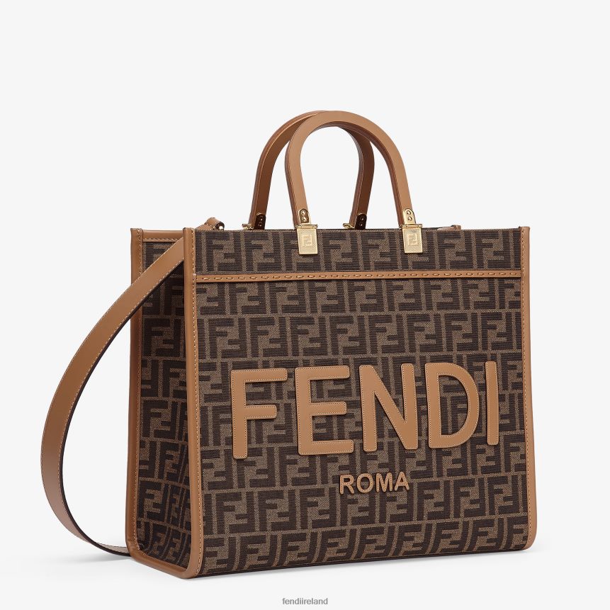 Fendi Women FF Jacquard Fabric Shopper R06TFR532 Accessories Brown